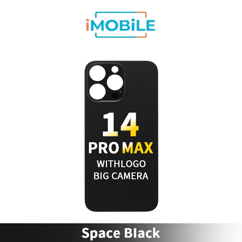 iPhone 14 Pro Max Compatible Back Cover Glass With Big Camera Hole [Space Black]