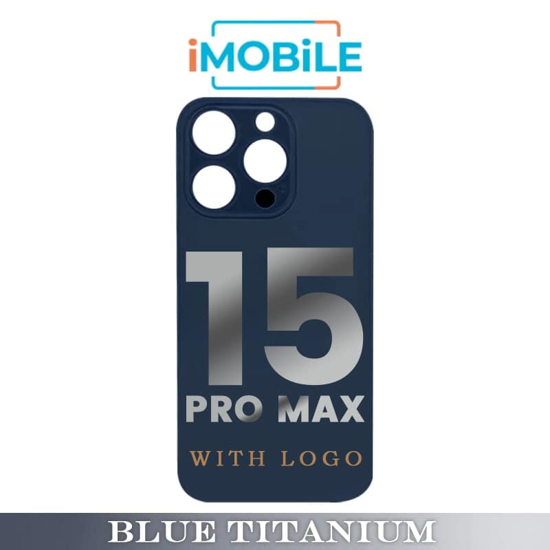 iPhone 15 Pro Max Compatible Back Cover Glass With Big Camera Hole [Blue Titanium]