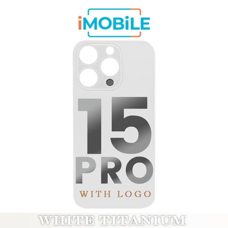 iPhone 15 Pro Compatible Back Cover Glass With Big Camera Hole [White Titanium]