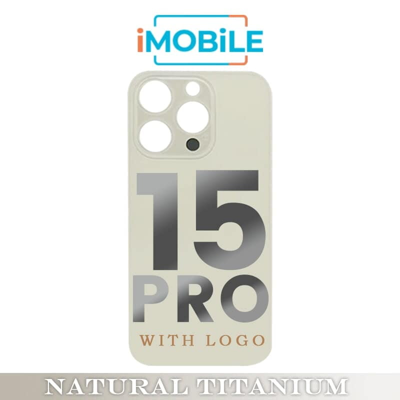 iPhone 15 Pro Compatible Back Cover Glass With Big Camera Hole [Natural Titanium]
