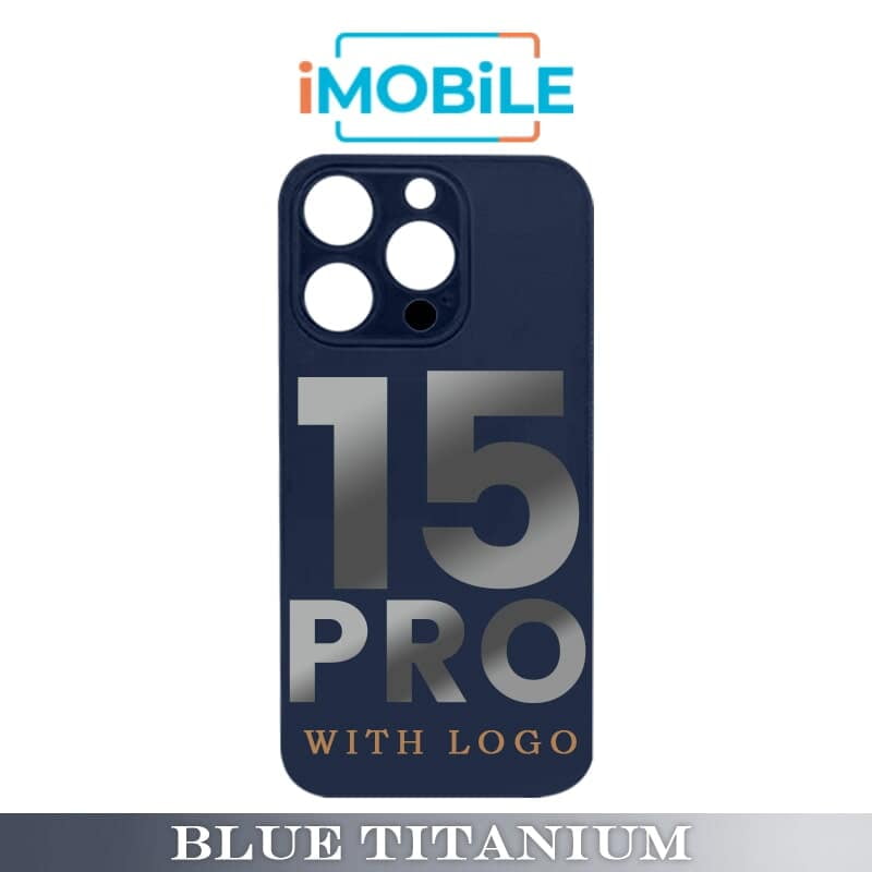iPhone 15 Pro Compatible Back Cover Glass With Big Camera Hole [Blue Titanium]