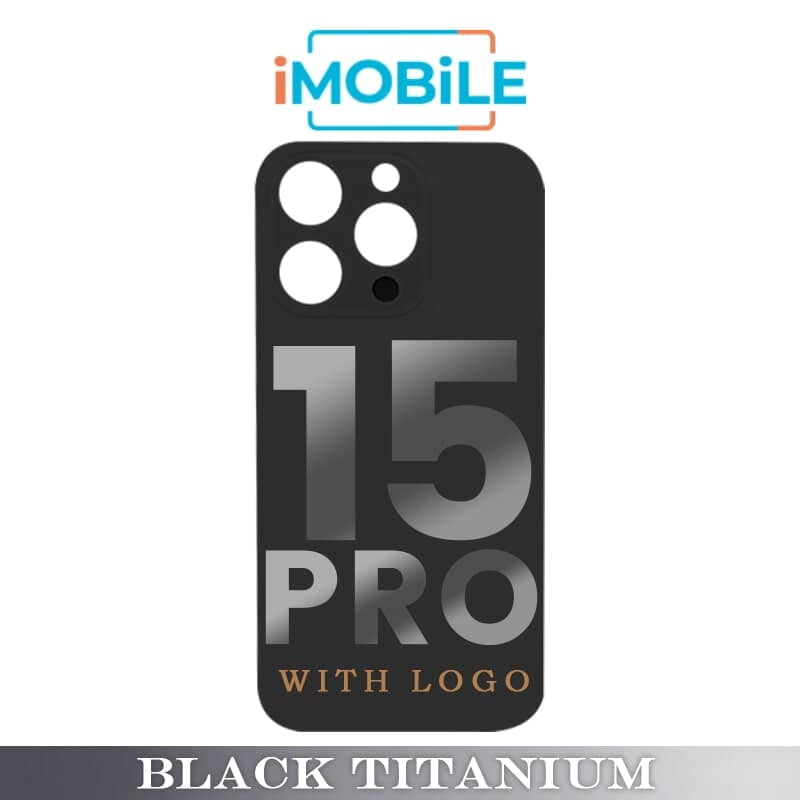 iPhone 15 Pro Compatible Back Cover Glass With Big Camera Hole [Black Titanium]