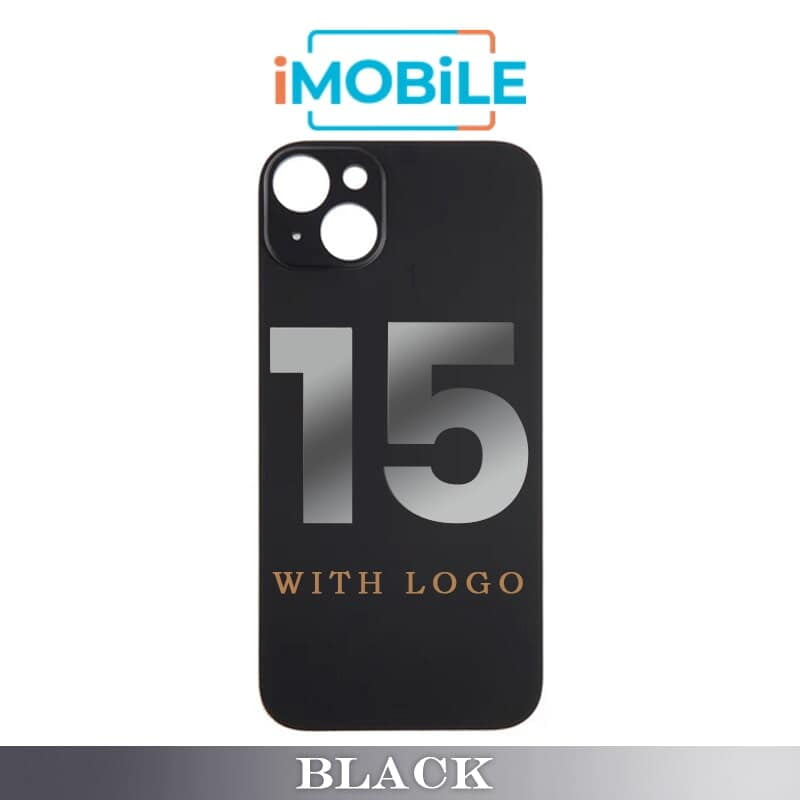 iPhone 15 Compatible Back Cover Glass With Big Camera Hole [Black]