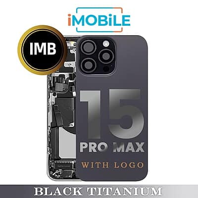 iPhone 15 Pro Max Compatible Back Housing With Small Parts [IMB] [Black Titanium]