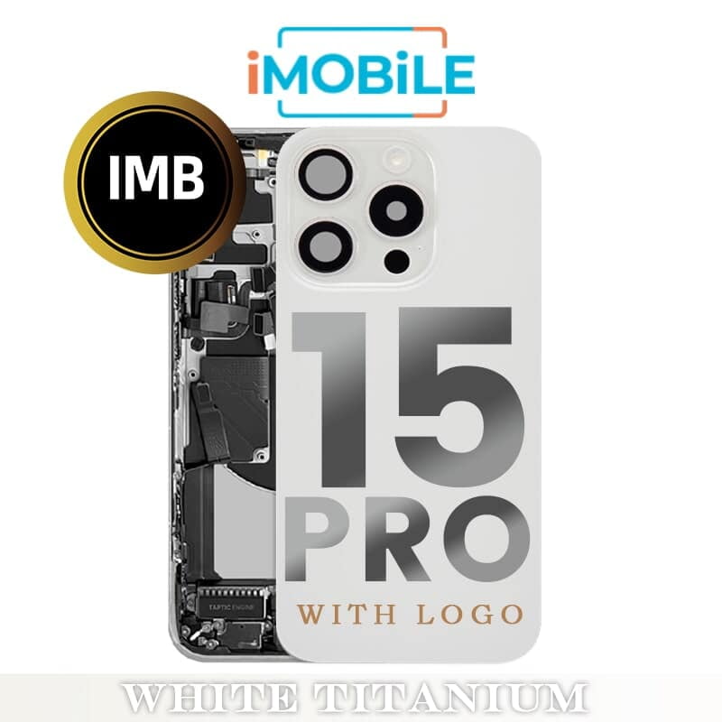 iPhone 15 Pro Compatible Back Housing With Small Parts [IMB] [White Titanium]