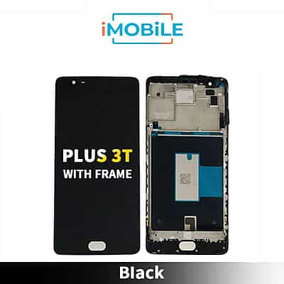One Plus 3T Compatible LCD Touch Digitizer Screen with Frame [Black]