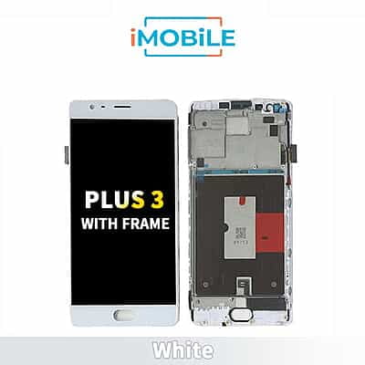 One Plus 3 Compatible LCD Touch Digitizer Screen with Frame [White]