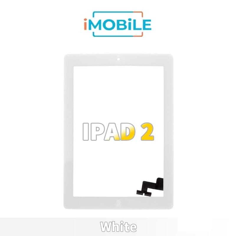 iPad 2 (9.7 Inch) Compatible Touch Digitizer Screen With Home Button Assembly and Adhesive Tape Attached [White]