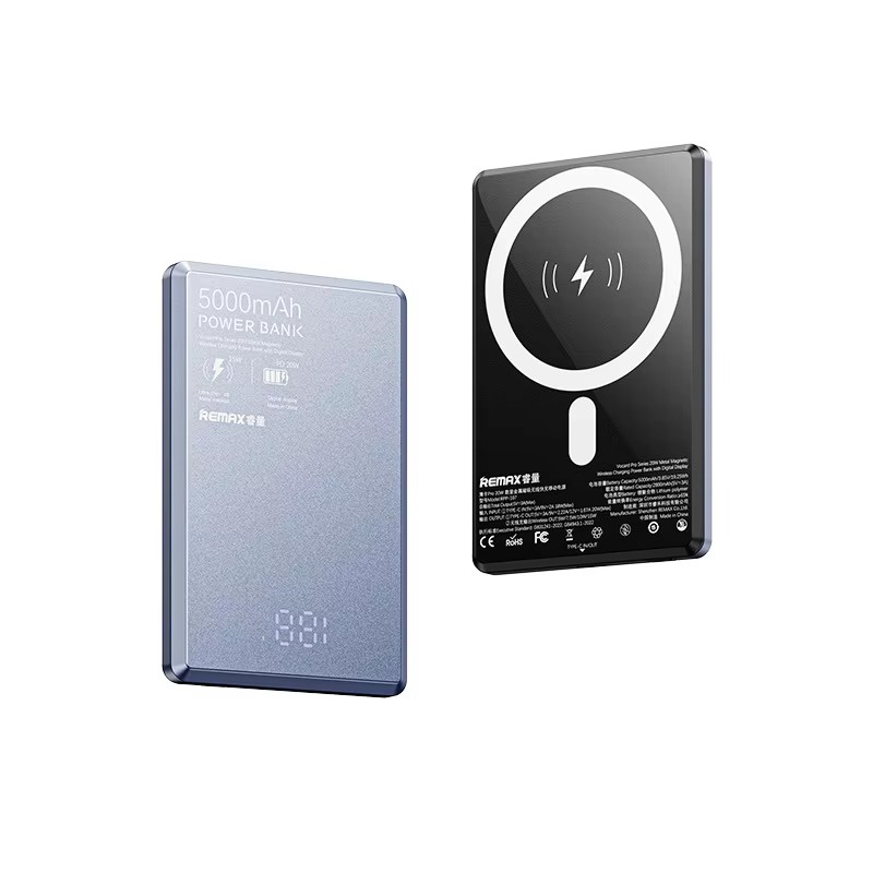 REMAX Vocard Pro Series MagSafe Magnetic Wireless Charging Power Bank [RPP-107] [5000 mAh] [1 Ports + Wireless MagSafe]