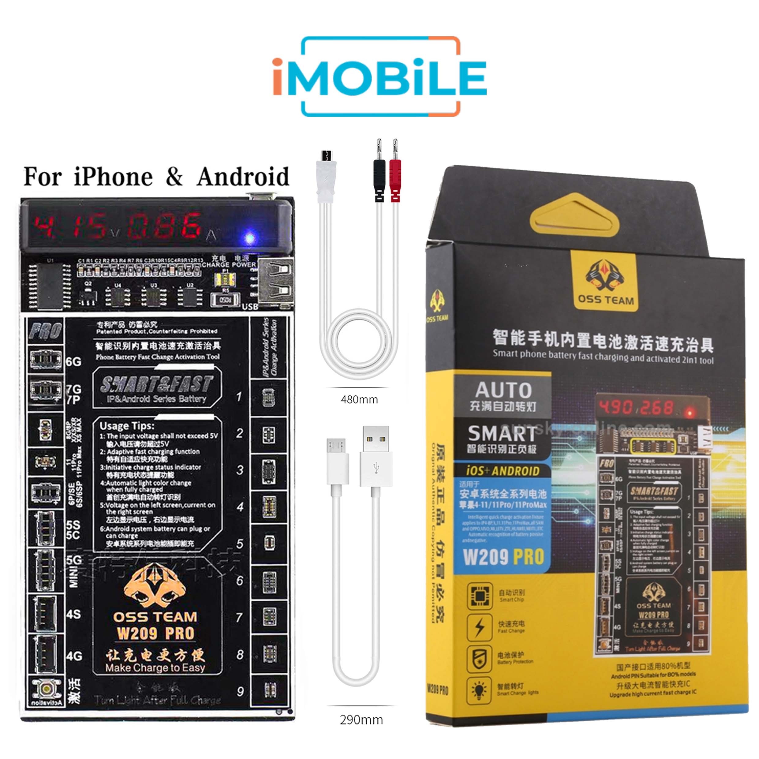 OSS W209A Battery Activation Charge Board for iPhone (4S-XS Max) and Android