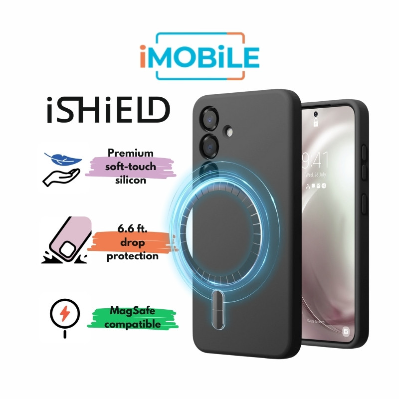 iShield [MagSafe] Liquid Silicon Snap Case, Samsung s25 Plus [Black]