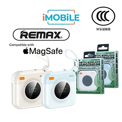 Remax Ultra Light Mini 20W MagSafe Power Bank [RPP-152] [10K mAh] [2 Cables + Wireless MagSafe]