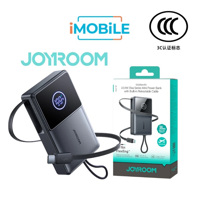 JoyRoom JR-PR1 22.5 with Built-in Retractable Cable Power Bank [1 Port + USB-C Cable]