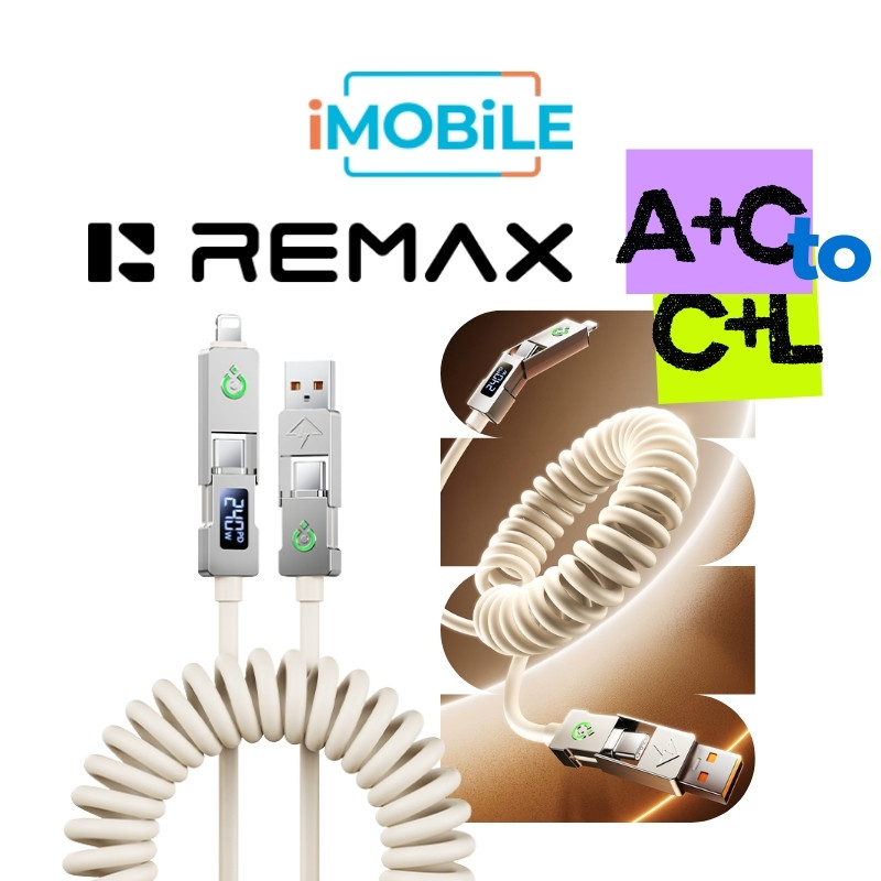 Remax CB31 4-in-1 Multifunctional Zinc Alloy Fast Charging Cable A+C to C+L with Digital Display