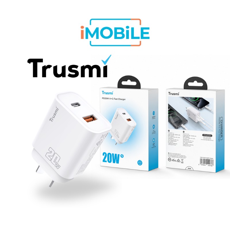 Trusmi GaN 20W USB-C + USB-A Wall Charger [Certified]