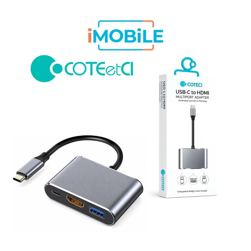 COTECi 83012 USB-C Three-in-One USB HUB [USB-C to 3 Ports, USB-A/USB-C/HDMI]