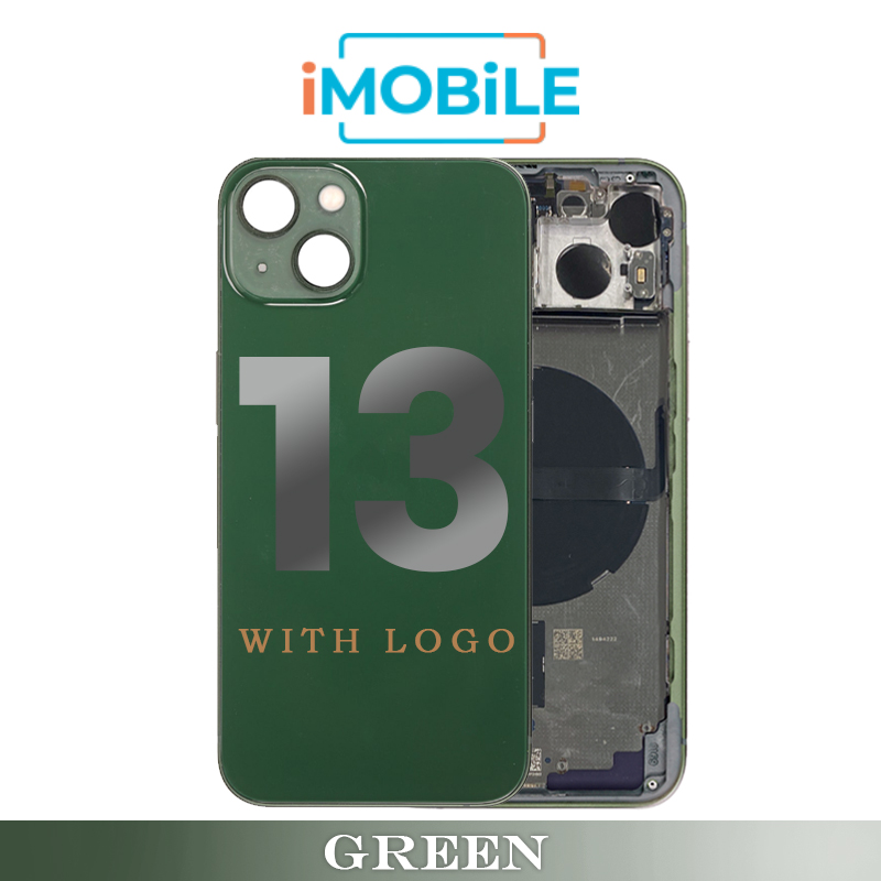 iPhone 13 Compatible Back Housing [with Power and Volume Flex] [A+] [Green]