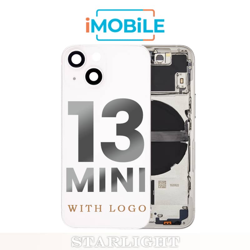 iPhone 13 Mini Compatible Back Housing [with Power and Volume Flex] [A+] [Starlight]