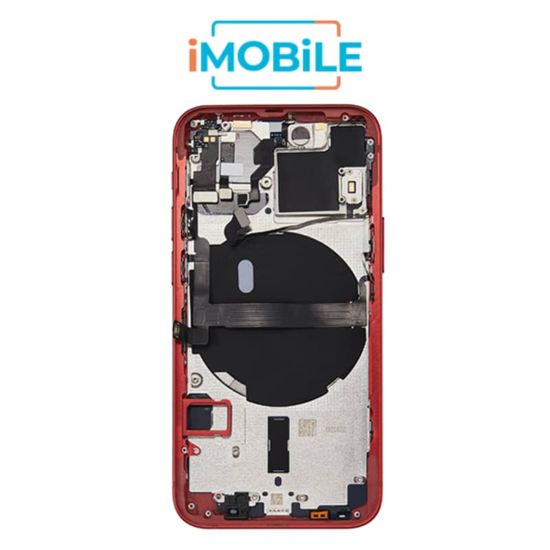 iPhone 13 Mini Compatible Back Housing [with Power and Volume Flex] [A+] [Red]