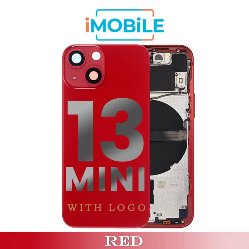 iPhone 13 Mini Compatible Back Housing [with Power and Volume Flex] [A+] [Red]