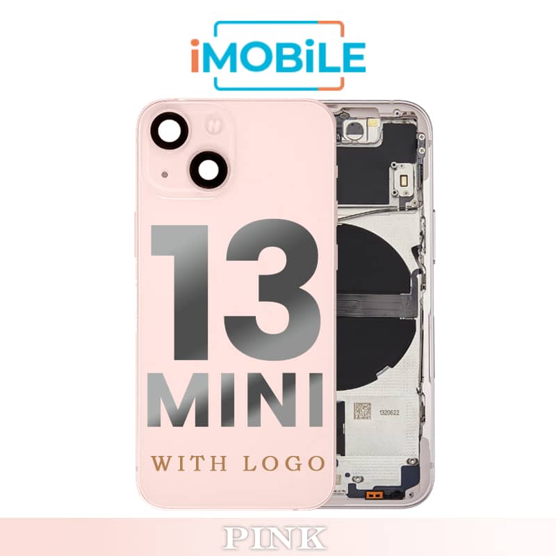 iPhone 13 Mini Compatible Back Housing [with Power and Volume Flex] [A+] [Pink]