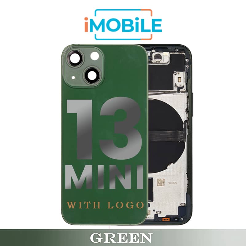 iPhone 13 Mini Compatible Back Housing [with Power and Volume Flex] [A+] [Green]