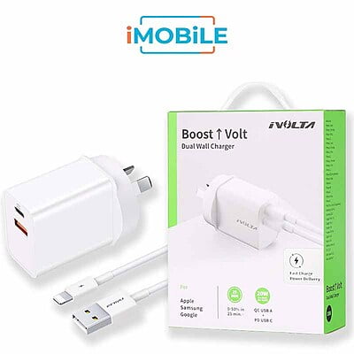 iVolta BOOST↑Volt 20W USB-C PD + USB-A Wall Charger [Certified]