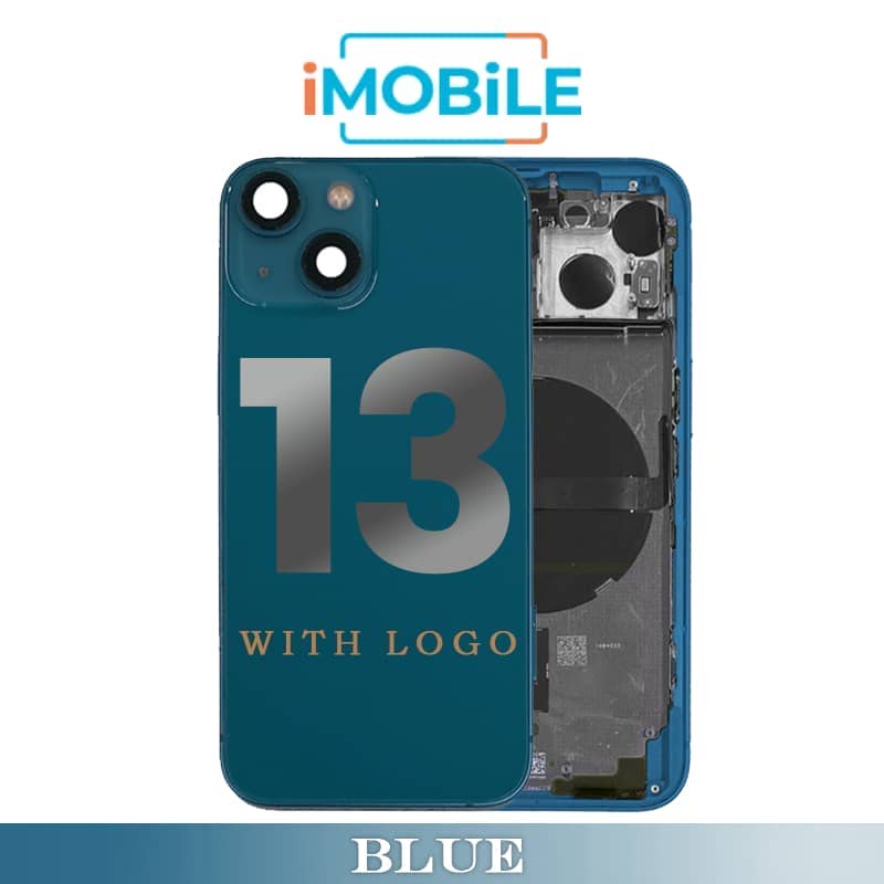 iPhone 13 Compatible Back Housing [with Power and Volume Flex] [A+] [Blue]