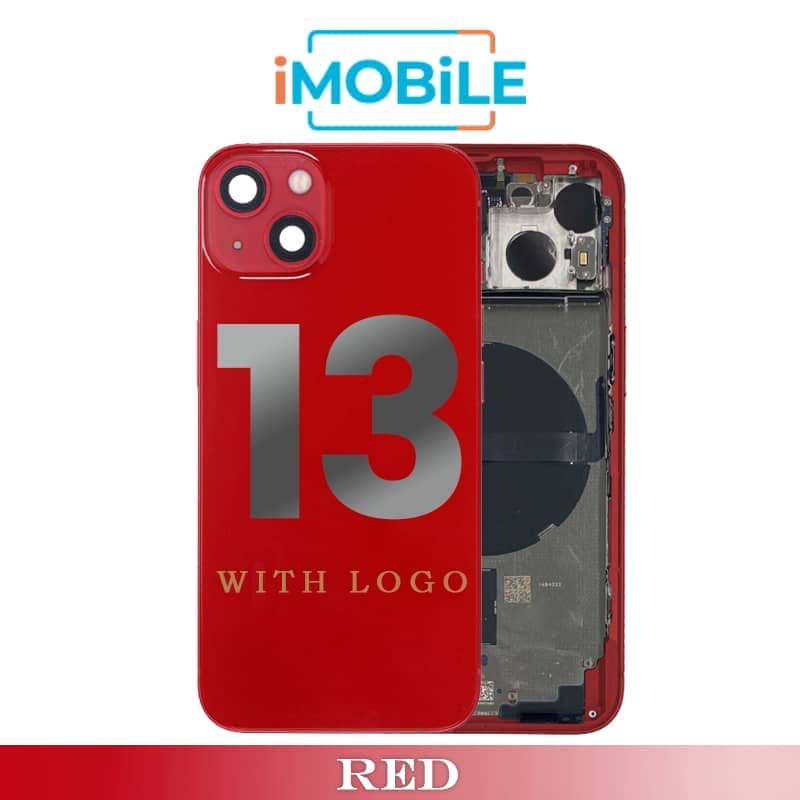iPhone 13 Compatible Back Housing [with Power and Volume Flex] [A+] [Red]