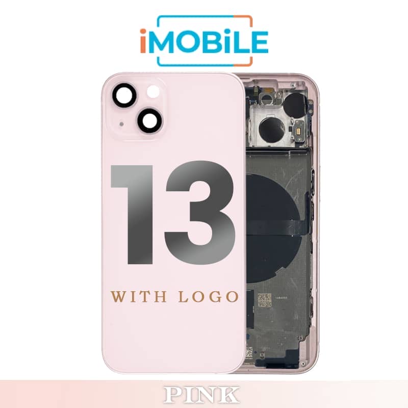 iPhone 13 Compatible Back Housing [with Power and Volume Flex] [A+] [Pink]