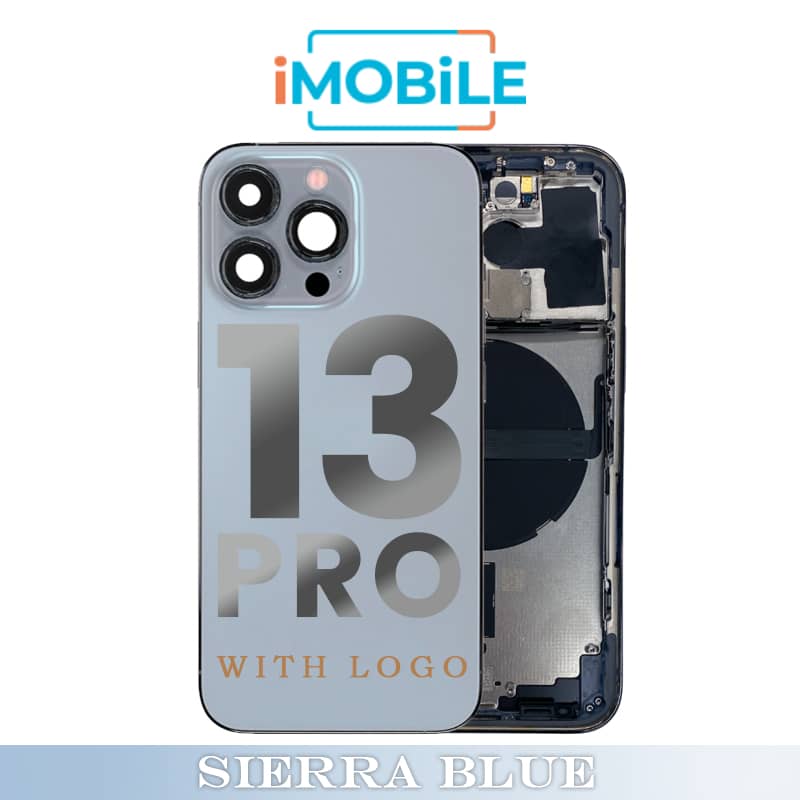 iPhone 13 Pro Compatible Back Housing [with Power and Volume Flex] [A+] [Sierra Blue]