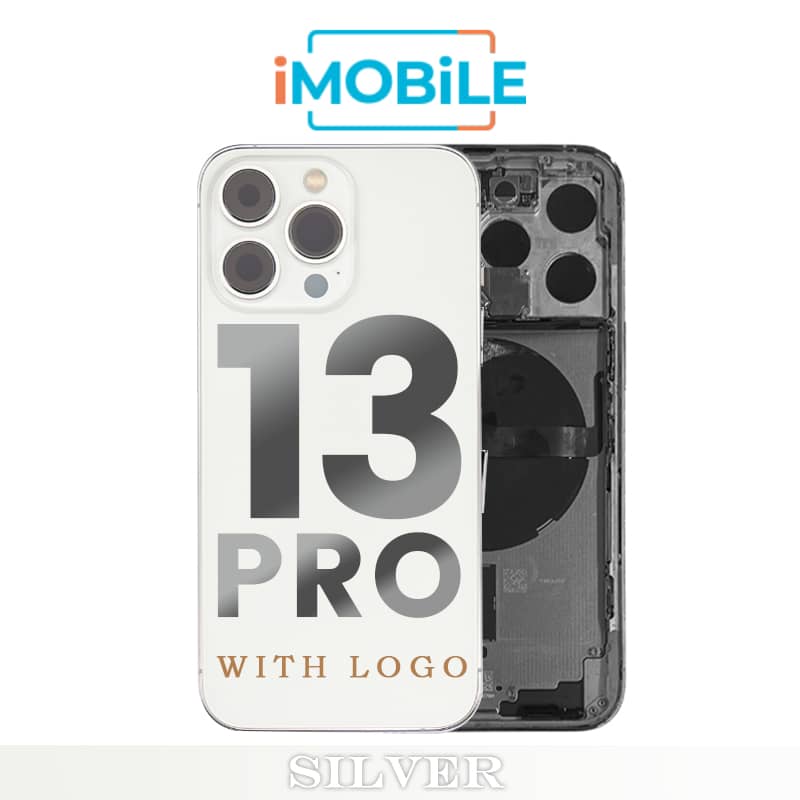 iPhone 13 Pro Compatible Back Housing  [with Power and Volume Flex] [A+] [Silver]
