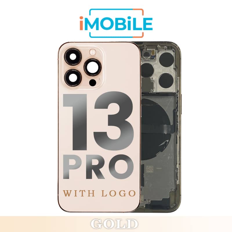 iPhone 13 Pro Compatible Back Housing [with Power and Volume Flex] [A+] [Gold]