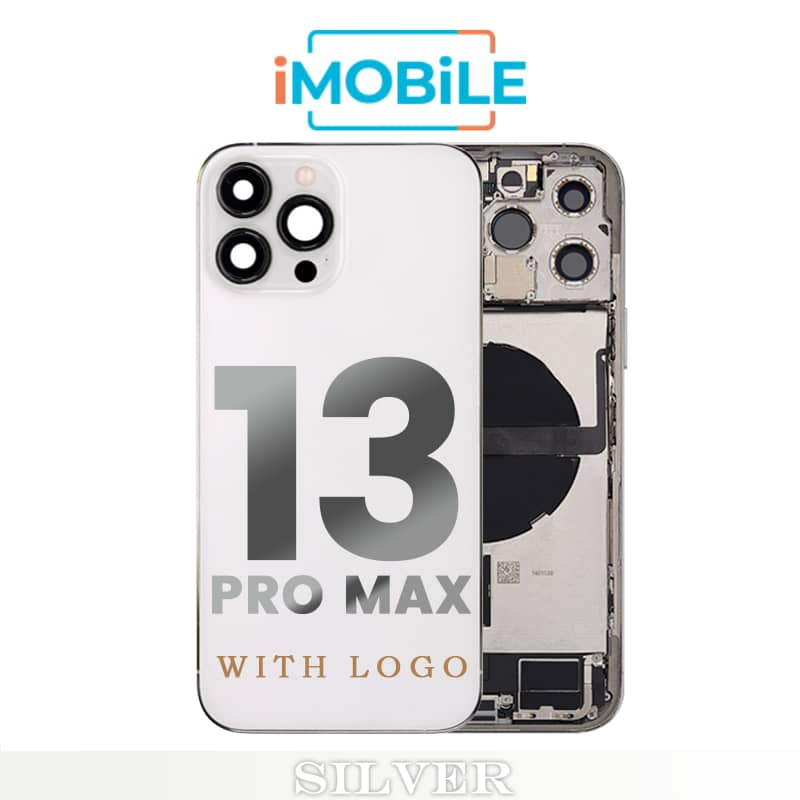 iPhone 13 Pro Max Compatible Back Housing [with Power and Volume Flex] [A+] [Silver]
