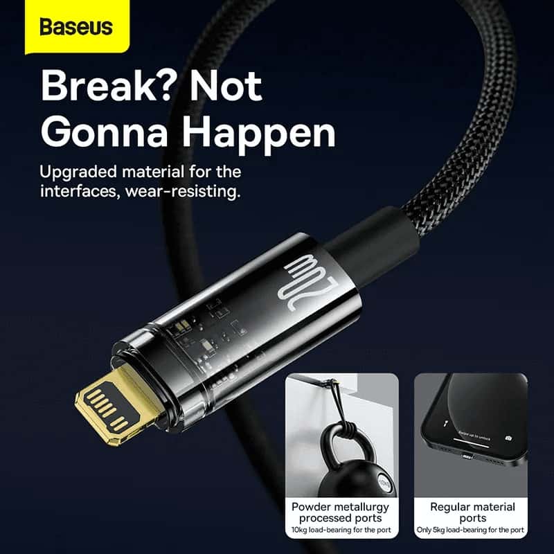 Baseus [CATS000001] 1m Explorer Series Auto Power-Off Fast Charging Data Cable Type-C to Lightning, PD 20W