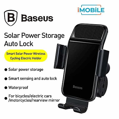 Baseus [SUZG-010001] Smart Solar Power Wireless Cycling Electric Holder - For Bike/Scooter/Motorcycle