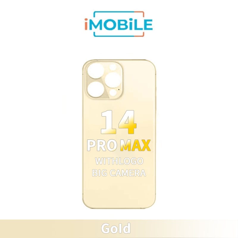 iPhone 14 Pro Max Compatible Back Cover Glass With Big Camera Hole [Gold]