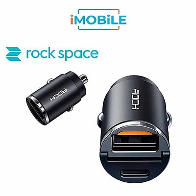 Rock [H18] Dual Ports Car Charger, 30W USB-A (QC) + USB-C (PD)