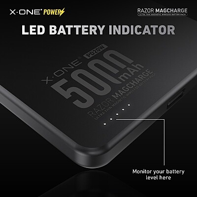 X.One Razor MagSafe Magnetic Wireless Charging Power Bank [5000 mAh] [1 Ports + Wireless MagSafe]