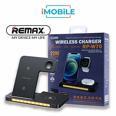 Remax [RP-W70] High Power 3 in 1 Foldable Wireless Charger, 22W