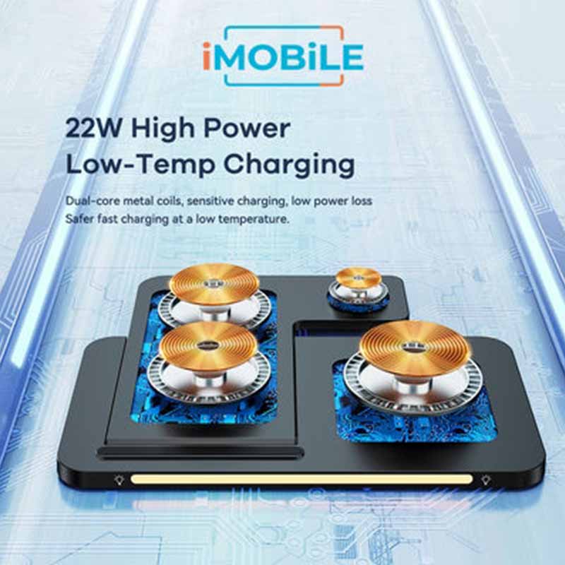 Remax [RP-W70] High Power 3 in 1 Foldable Wireless Charger, 22W