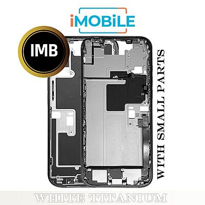 iPhone 16 Pro Max Compatible Back Housing with Small Parts [IMB] [White Titanium]