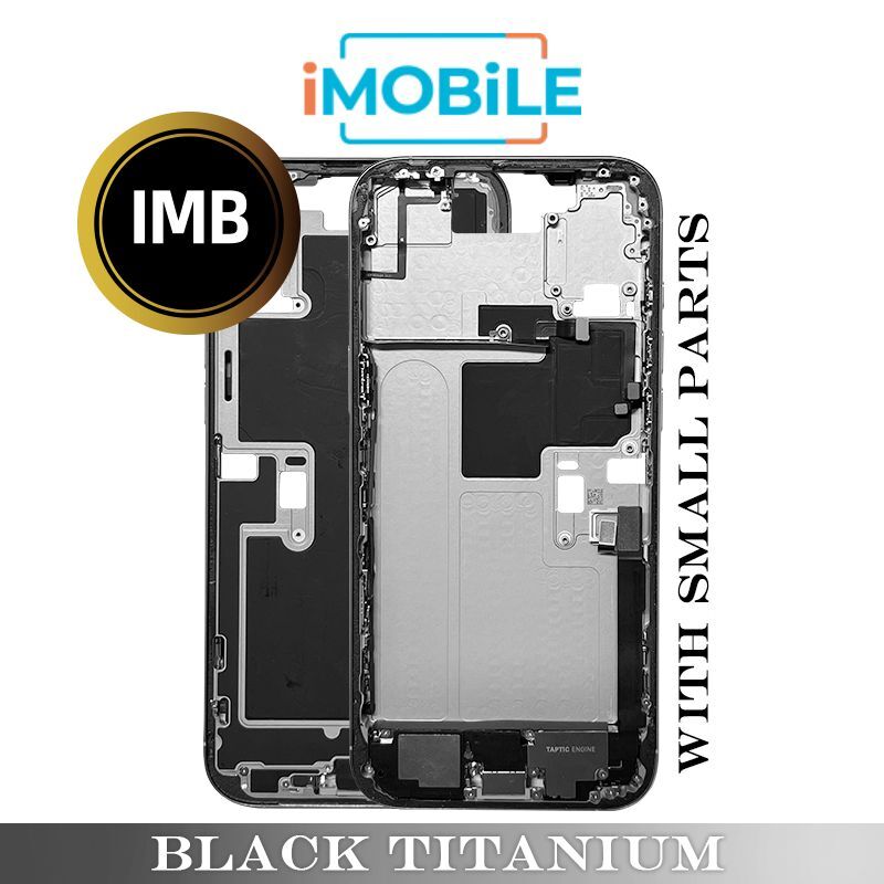 iPhone 16 Pro Max Compatible Back Housing with Small Parts [IMB] [Black Titanium]