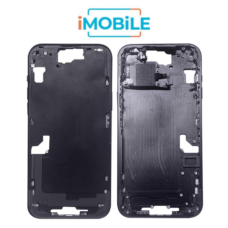iPhone 15 Plus Compatible Back Housing [with Power and Volume Flex] [A+] [Black]