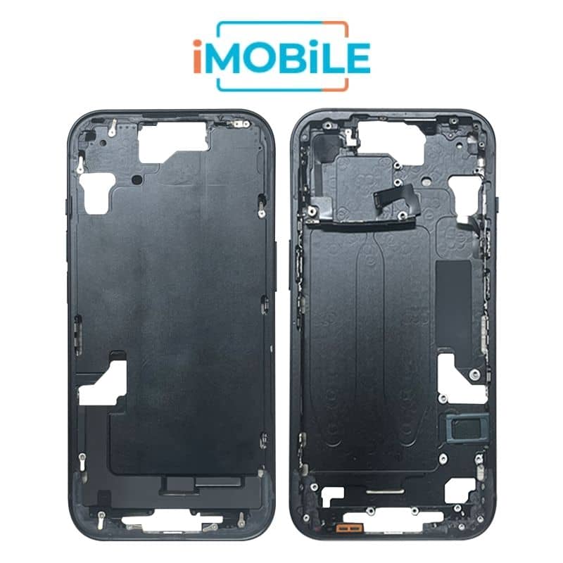 iPhone 15 Compatible Back Housing [with Power and Volume Flex] [A+] [Black]