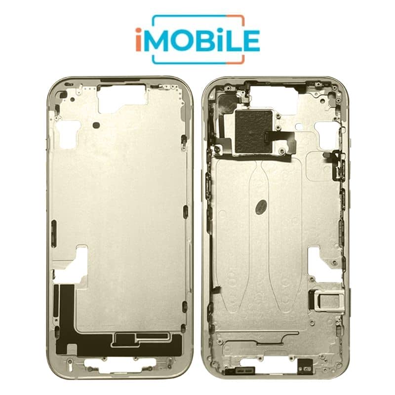 iPhone 15 Compatible Back Housing [with Power and Volume Flex] [A+] [Yellow]