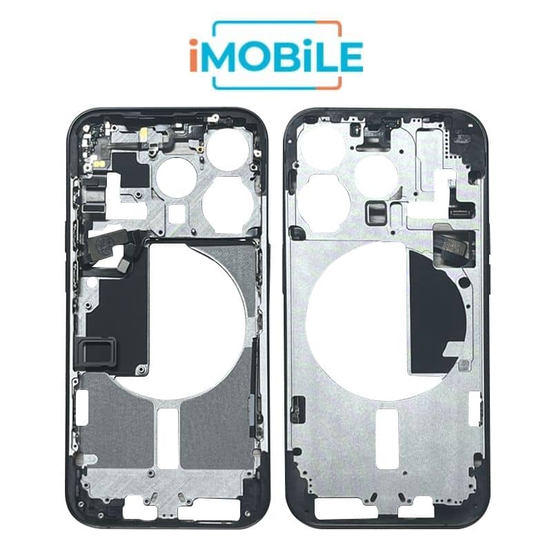 iPhone 15 Pro Compatible Back Housing [with Power and Volume Flex] [A+] [Black Titanium]