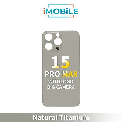 iPhone 15 Pro Max Compatible Back Cover Glass With Big Camera Hole [Natural Titanium]