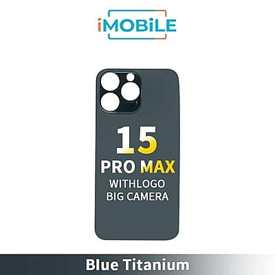 iPhone 15 Pro Max Compatible Back Cover Glass With Big Camera Hole [Blue Titanium]