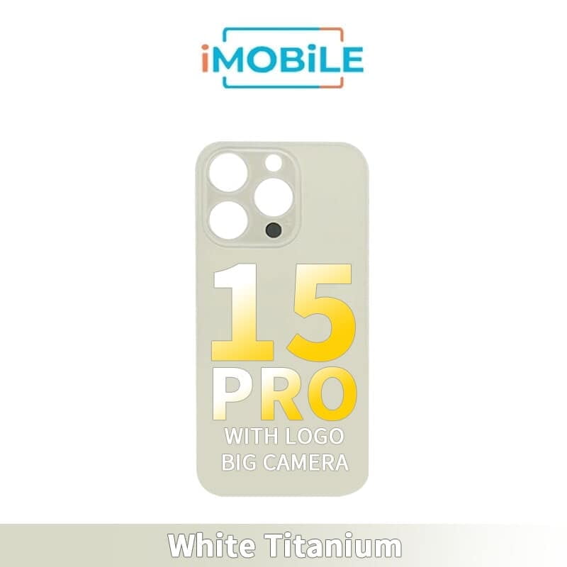 Back Cover Glass With Big Camera Hole Compatible for iPhone 15 Pro [White Titanium]